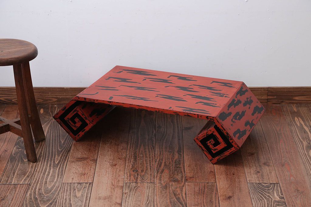 アンティーク雑貨　古民具・骨董　根来塗の大きなアンティーク花台