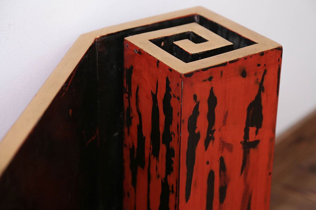 アンティーク雑貨　古民具・骨董　根来塗の大きなアンティーク花台