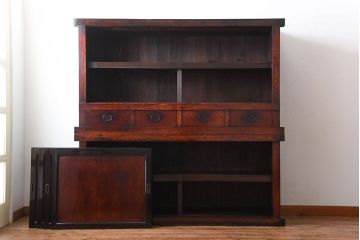 アンティーク家具　古民具・骨董　前面欅材!米沢地方の味わい深い水屋箪笥