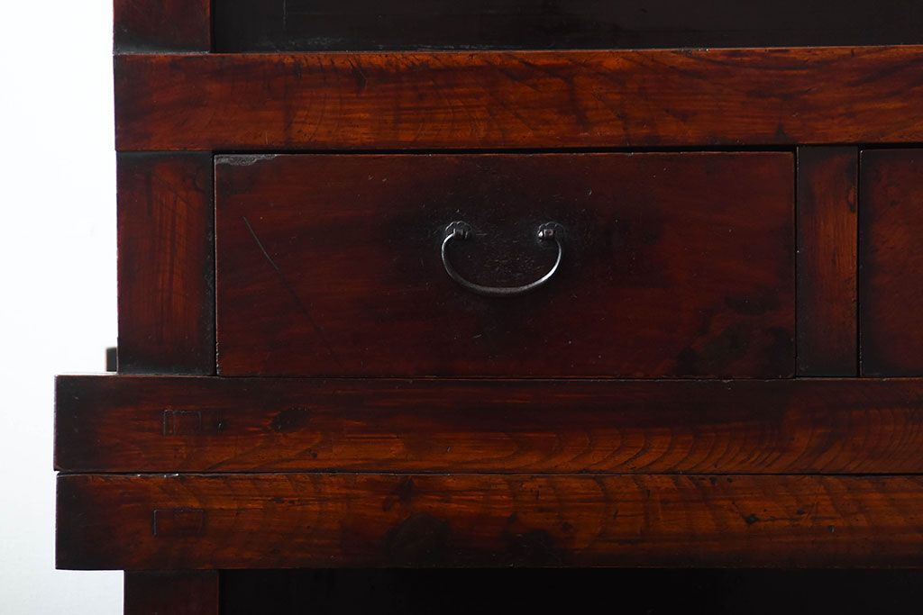 アンティーク家具　古民具・骨董　前面欅材!米沢地方の味わい深い水屋箪笥