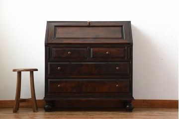 中古　松本民芸家具　H型ボールフットビューロー(定価約29万円)