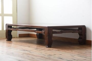 アンティーク　高級美品!彫刻が美しい唐木の大きな座卓