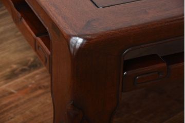 アンティーク　高級美品!彫刻が美しい唐木の大きな座卓