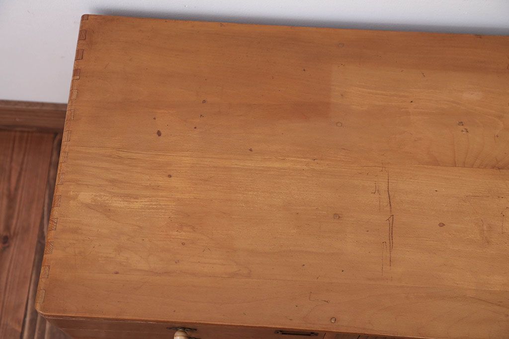 レトロ家具　昭和レトロ　古い木製のシャッター付き小引き出し