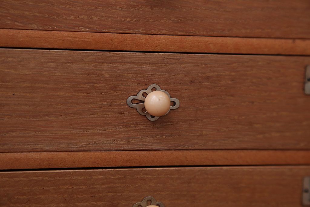 レトロ家具　昭和レトロ　古い木製のシャッター付き小引き出し