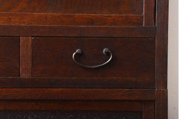 アンティーク家具　和製アンティーク　ダイヤガラス入り!古い木製の2段重ね収納棚