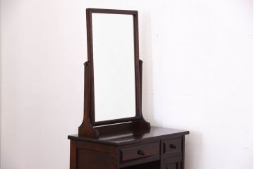 中古　北海道民芸家具　シンプルでおしゃれなドレッサー(スツール付き)