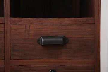 アンティーク家具　和製アンティーク　古い木製の飾り棚付き小引き出し