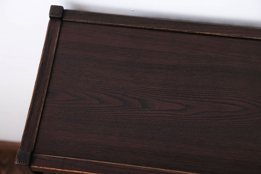 中古　引き出し付き!モダンなデザインの民芸家具風飾り棚