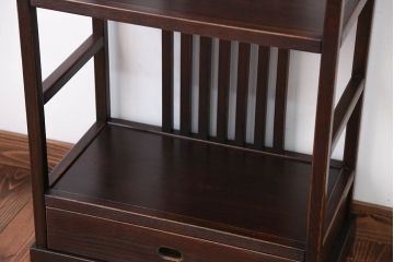 中古　引き出し付き!モダンなデザインの民芸家具風飾り棚