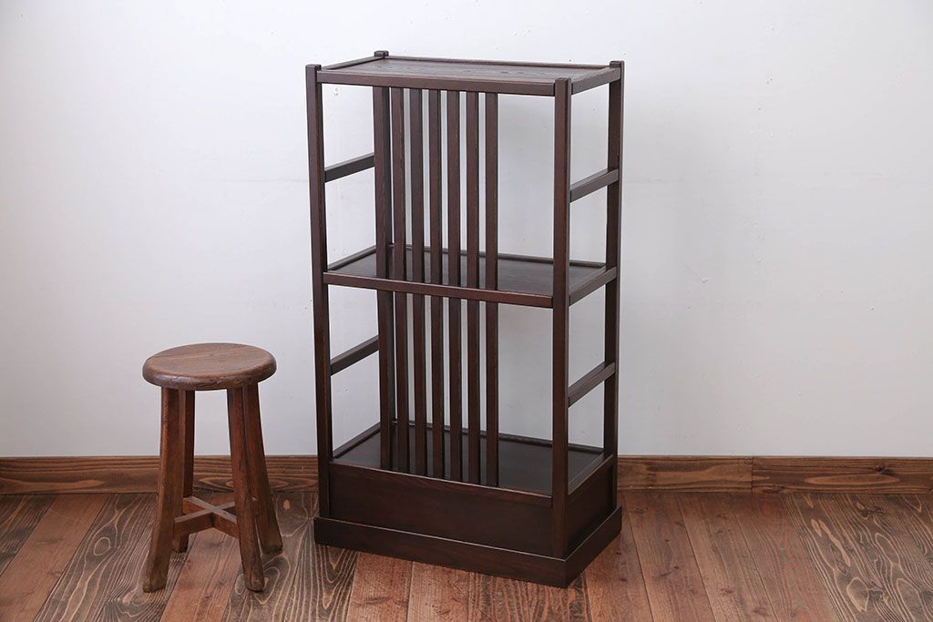 中古　引き出し付き!モダンなデザインの民芸家具風飾り棚