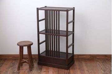 中古　引き出し付き!モダンなデザインの民芸家具風飾り棚