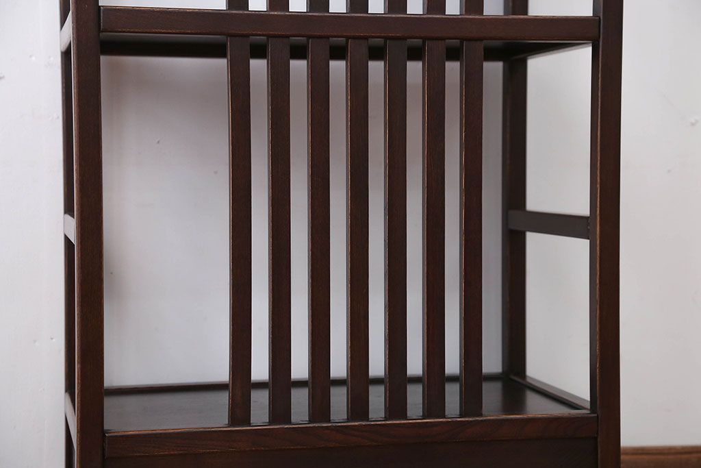 中古　引き出し付き!モダンなデザインの民芸家具風飾り棚