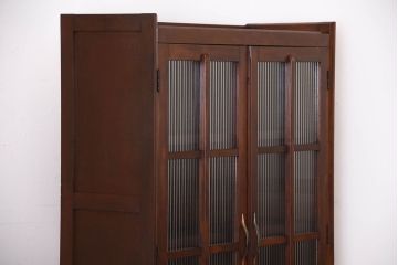 アンティーク家具　アンティーク　モールガラス入り!古い木製の引き出し2杯付き本箱