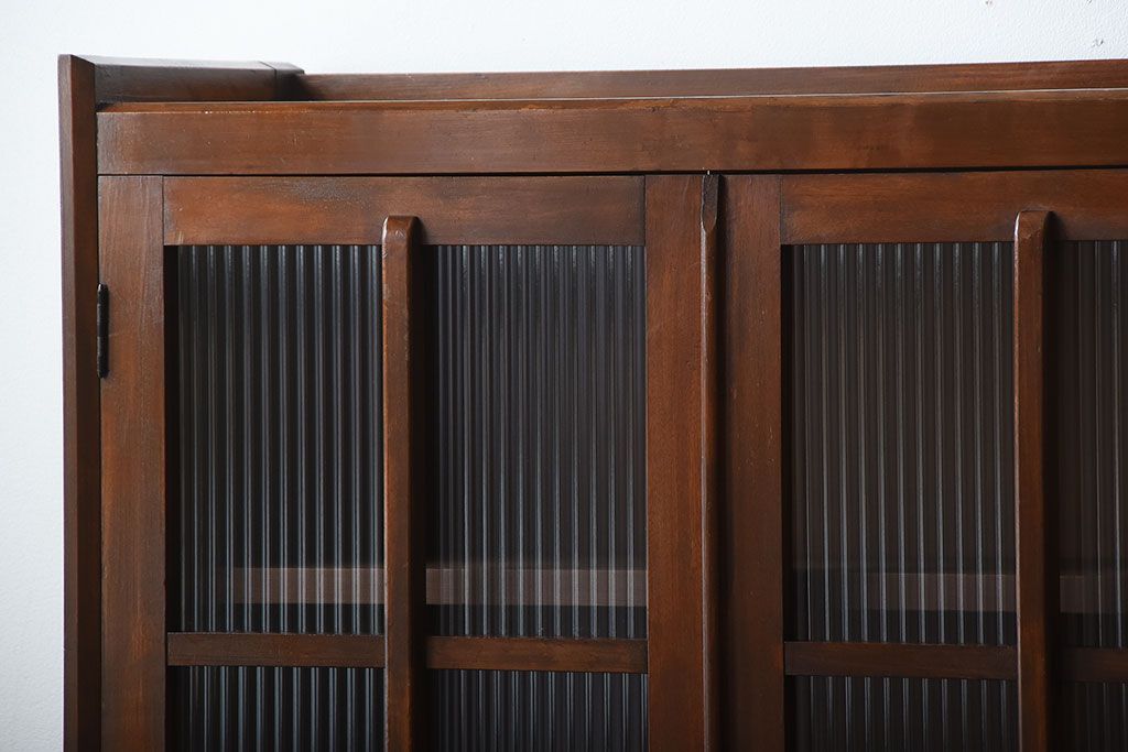 アンティーク家具　アンティーク　モールガラス入り!古い木製の引き出し2杯付き本箱