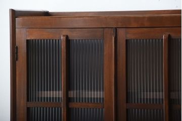 アンティーク家具　アンティーク　モールガラス入り!古い木製の引き出し2杯付き本箱