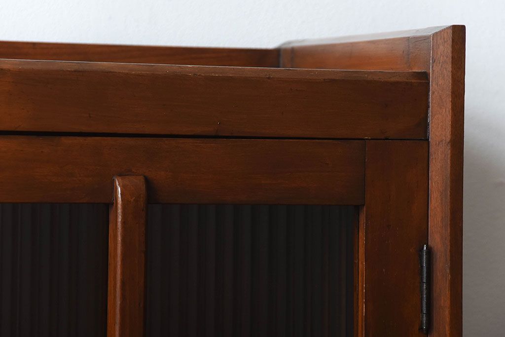 アンティーク家具　アンティーク　モールガラス入り!古い木製の引き出し2杯付き本箱