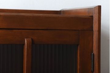 アンティーク家具　アンティーク　モールガラス入り!古い木製の引き出し2杯付き本箱