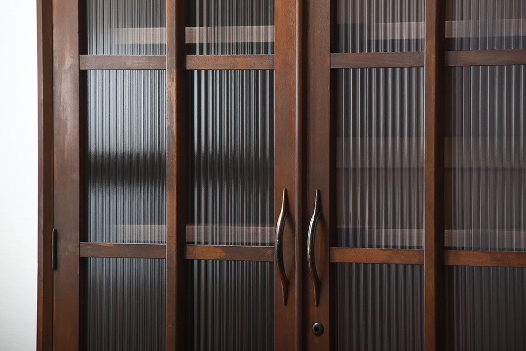 アンティーク家具　アンティーク　モールガラス入り!古い木製の引き出し2杯付き本箱