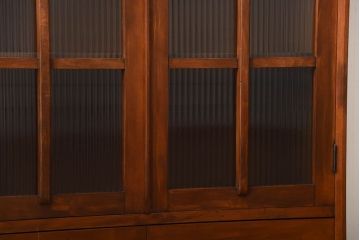 アンティーク家具　アンティーク　モールガラス入り!古い木製の引き出し2杯付き本箱