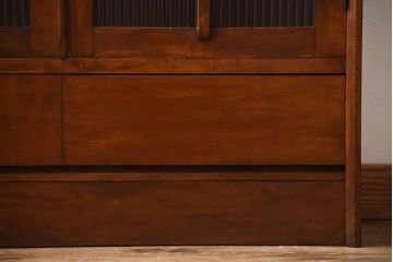 アンティーク家具　アンティーク　モールガラス入り!古い木製の引き出し2杯付き本箱