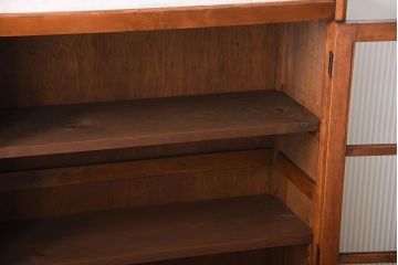 アンティーク家具　アンティーク　モールガラス入り!古い木製の引き出し2杯付き本箱