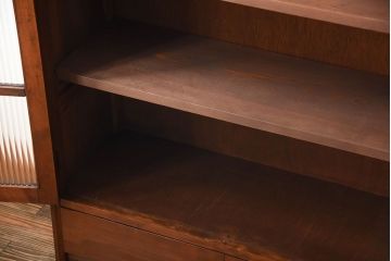 アンティーク家具　アンティーク　モールガラス入り!古い木製の引き出し2杯付き本箱