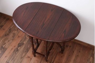 ヴィンテージ家具　イギリスビンテージ　オーク材のゲートレッグテーブル(エクステンションテーブル)