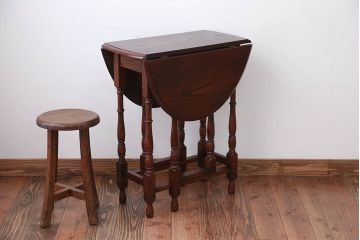 ヴィンテージ家具　イギリスビンテージ　オーク材のゲートレッグテーブル(エクステンションテーブル)