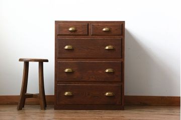 アンティーク家具　アンティーク　前面ナラ材!古い木製のチェスト