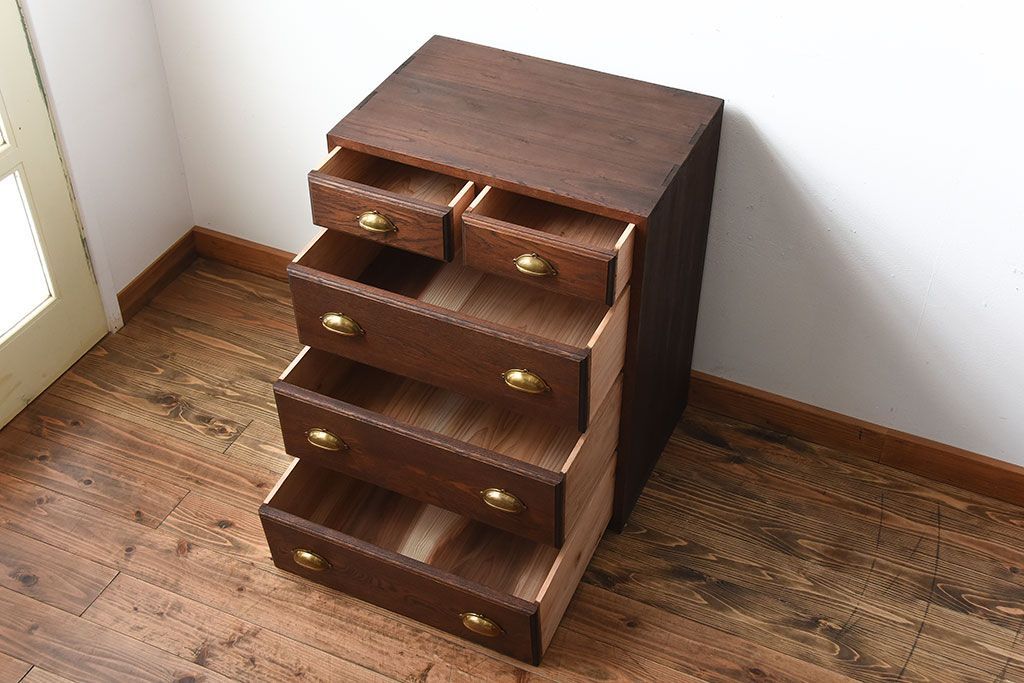 アンティーク家具　アンティーク　前面ナラ材!古い木製のチェスト