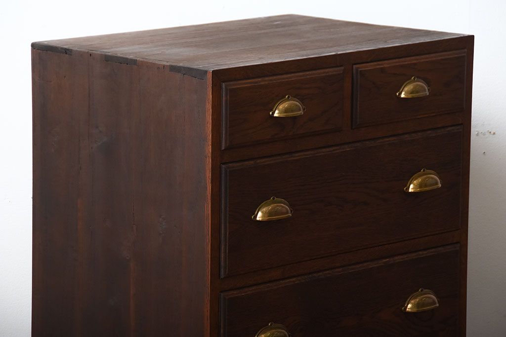 アンティーク家具　アンティーク　前面ナラ材!古い木製のチェスト