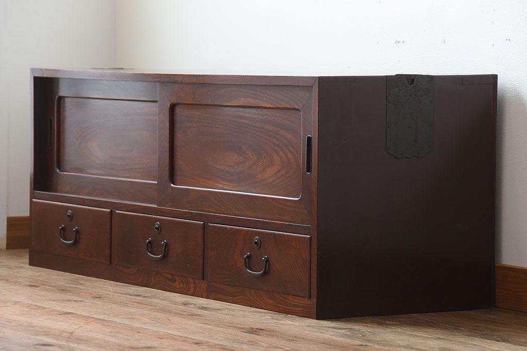 アンティーク家具　和製アンティーク　古い木製の和風なローボード