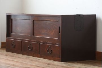 アンティーク家具　和製アンティーク　古い木製の和風なローボード