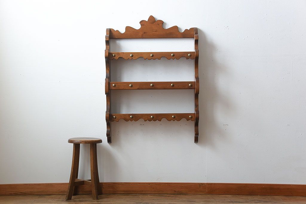 中古　木製のおしゃれなウォールラック(壁掛け飾り棚)