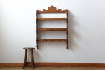 中古　木製のおしゃれなウォールラック(壁掛け飾り棚)