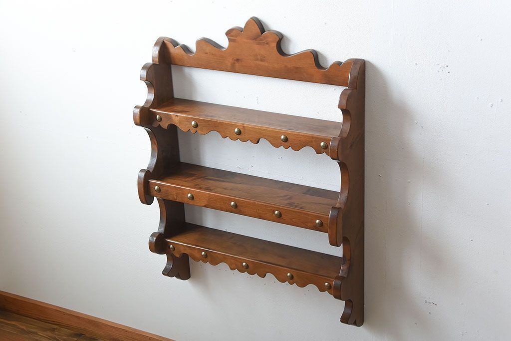 中古　木製のおしゃれなウォールラック(壁掛け飾り棚)