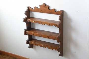 中古　木製のおしゃれなウォールラック(壁掛け飾り棚)