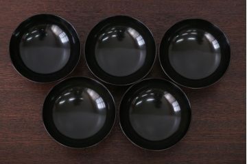 アンティーク雑貨　アンティーク　古い木製菊花椀5客(漆器)
