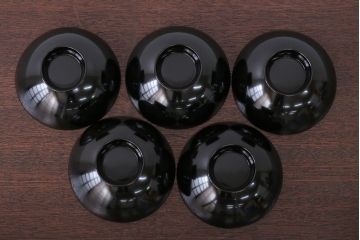 アンティーク雑貨　アンティーク　古い木製菊花椀5客(漆器)