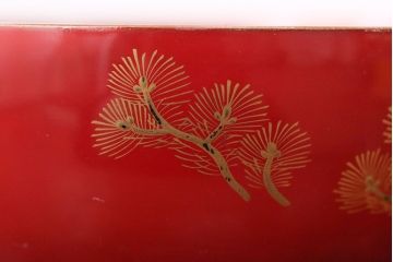 アンティーク雑貨　アンティーク　朱梅松鶴高蒔絵木製椀20客(漆器)