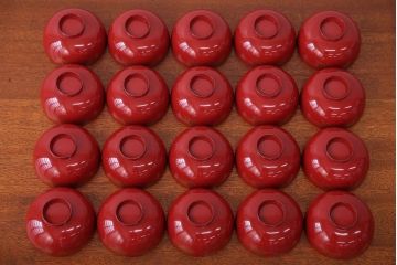 アンティーク雑貨　アンティーク　朱梅松鶴高蒔絵木製椀20客(漆器)