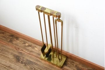 中古　真鍮製ファイヤーツールセット