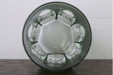 アンティーク雑貨　大正〜昭和初期・緑切子グラス6個(カットガラス)