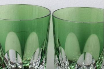 アンティーク雑貨　大正〜昭和初期・緑切子グラス6個(カットガラス)