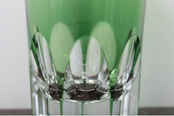 アンティーク雑貨　大正〜昭和初期・緑切子グラス6個(カットガラス)