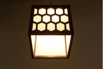 ビンテージ 松本民芸家具　亀甲型笠照明