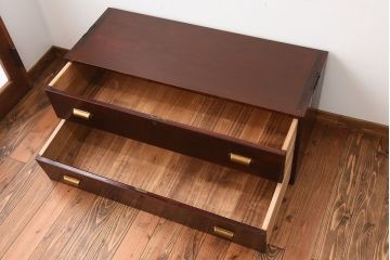 アンティーク家具　アンティーク　前面欅材のシンプルなローチェスト(1)