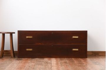 アンティーク家具　アンティーク　前面欅材のシンプルなローチェスト(2)