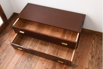 アンティーク家具　アンティーク　前面欅材のシンプルなローチェスト(2)